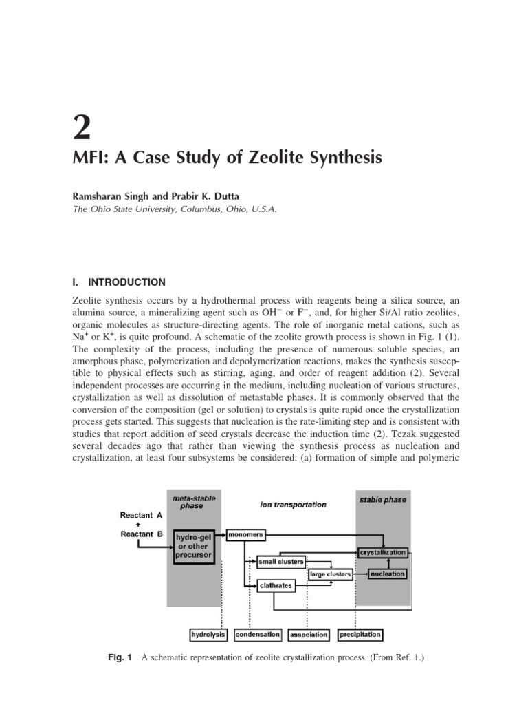 MFI: A Case Study of Zeolite Synthesis: The Ohio State University ...