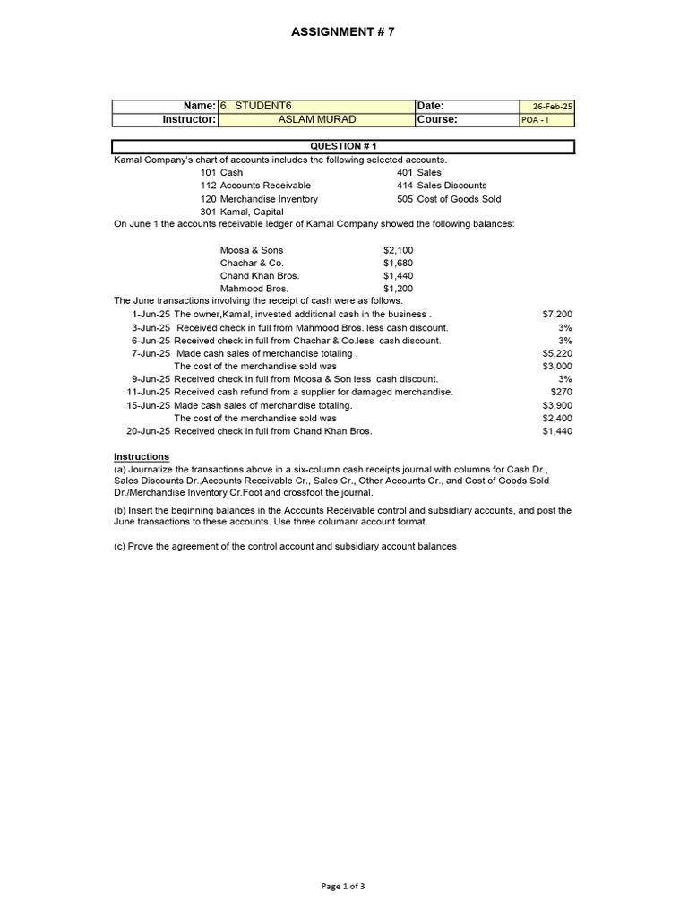 Assignment - 07 Student - 06 | PDF | Accounts Payable | Business Economics