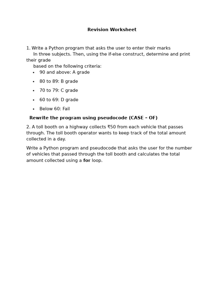 Python Programs for Grades and Toll Calculation | PDF