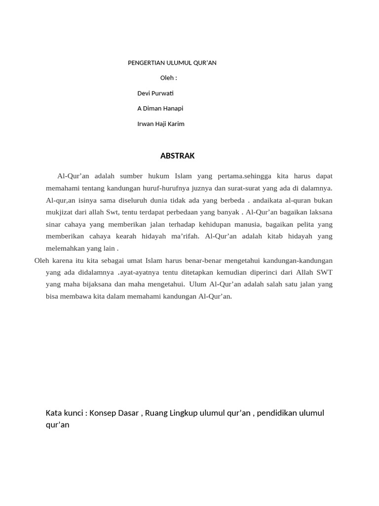 Pengertian dan Sejarah Ulumul Qur'an | PDF