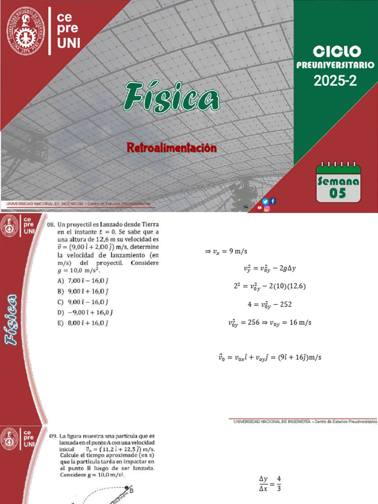Retroalimentación PRE PC2 2025-2 | PDF | Fuerza | Tiempo espacial