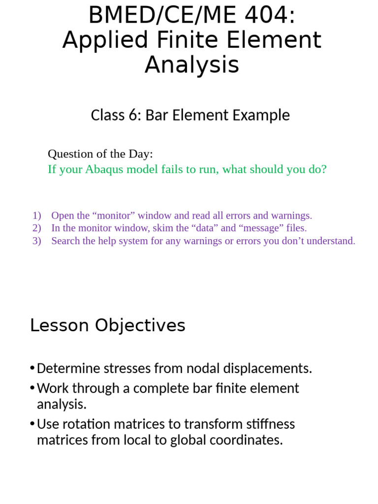 Bar Element Finite Element Analysis | PDF | Stress (Mechanics) | Finite ...