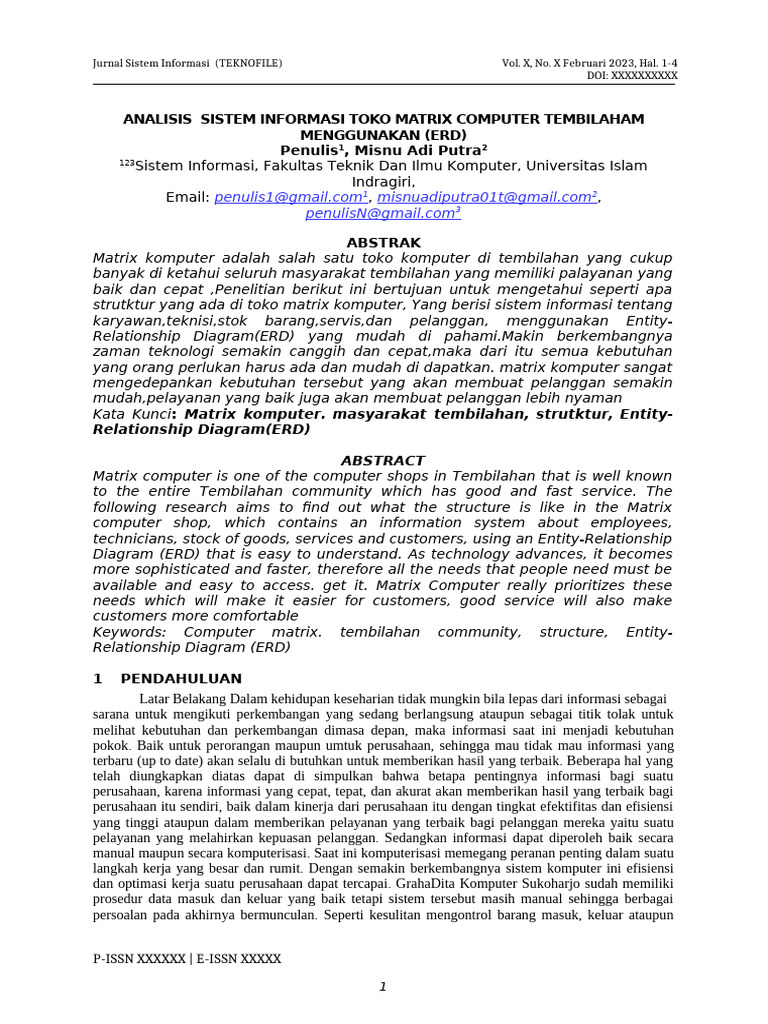 Analisis ERD Toko Matrix Computer | PDF