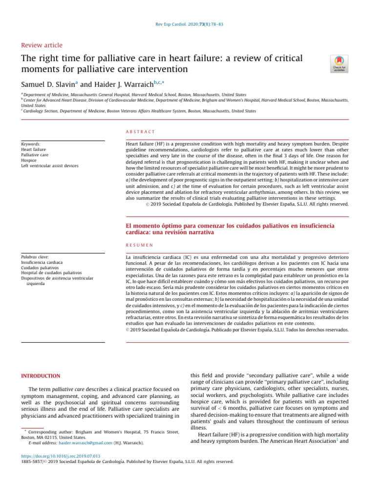 The Right Time For Palliative Care in Heart Failure | PDF | Palliative ...
