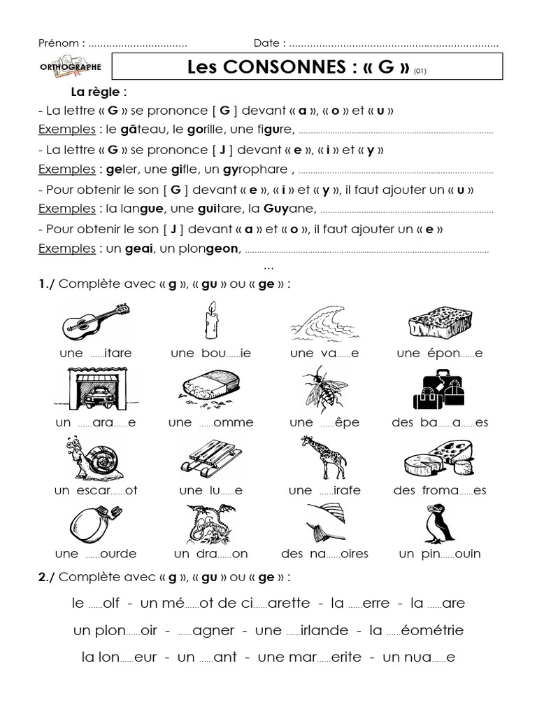 Apprentissage du son G en français | PDF