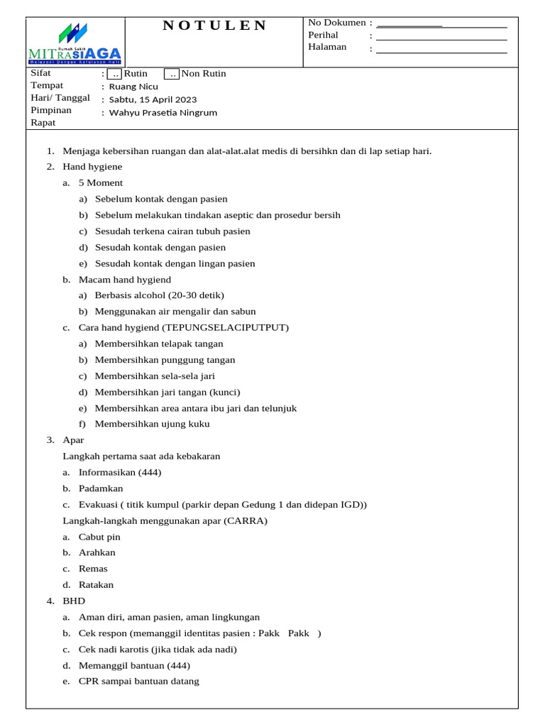 Notulen NICU | PDF