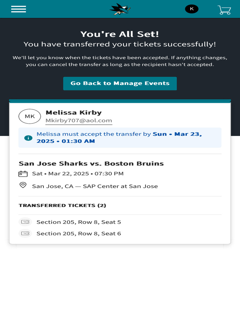 My Events Sharks Account Manager | PDF