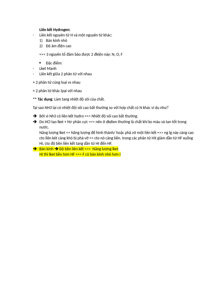 Liên Kết Hydrogen | PDF