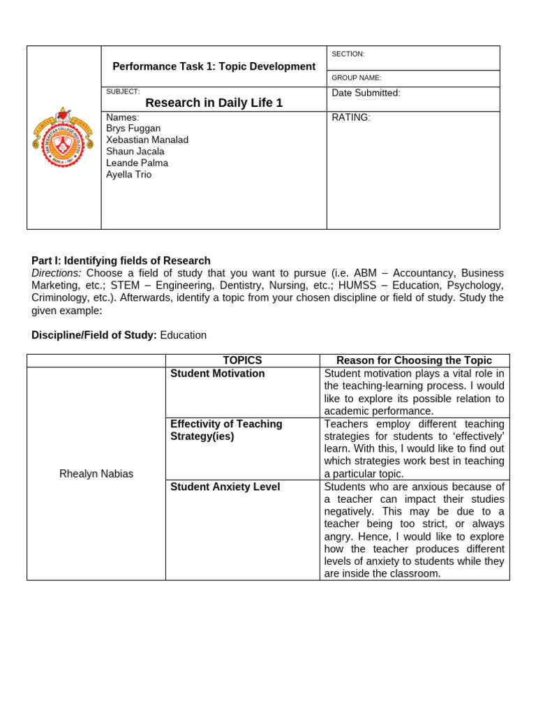 Research Topic Development Guide | PDF | Teachers | Engineering