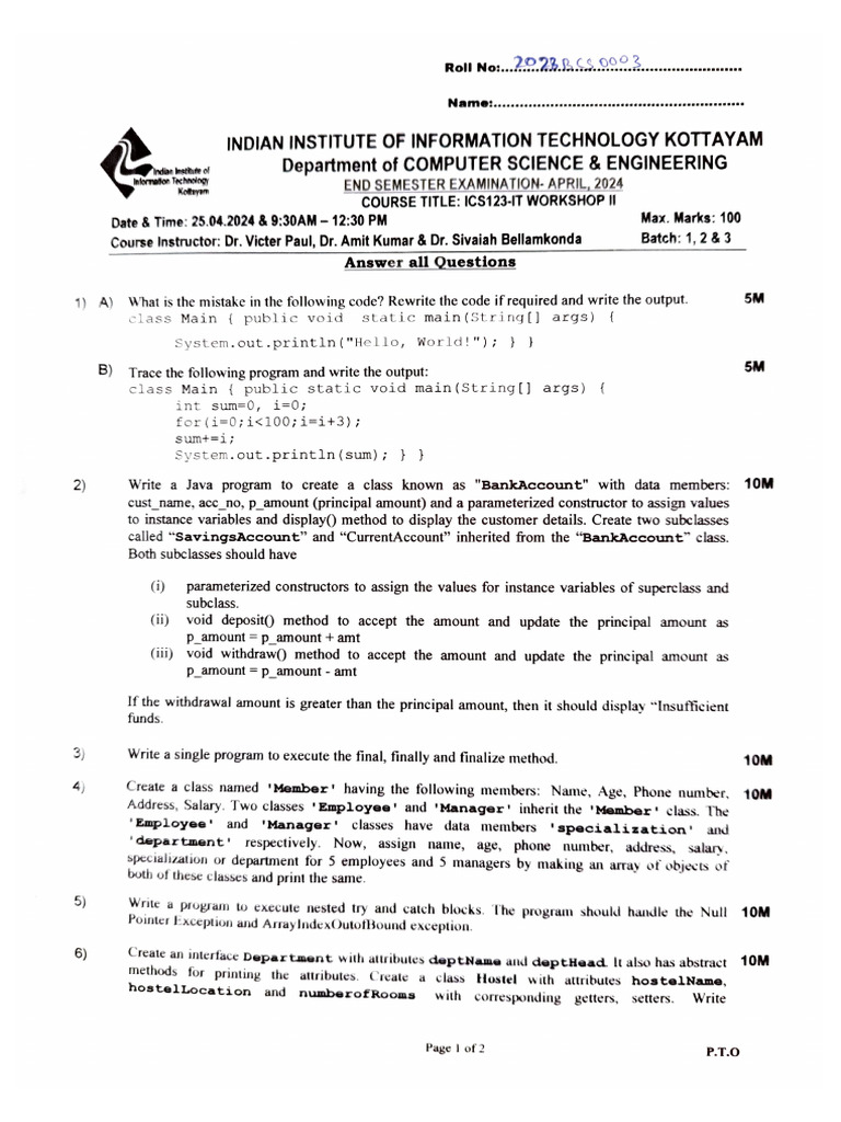 Endsem 2024 | PDF