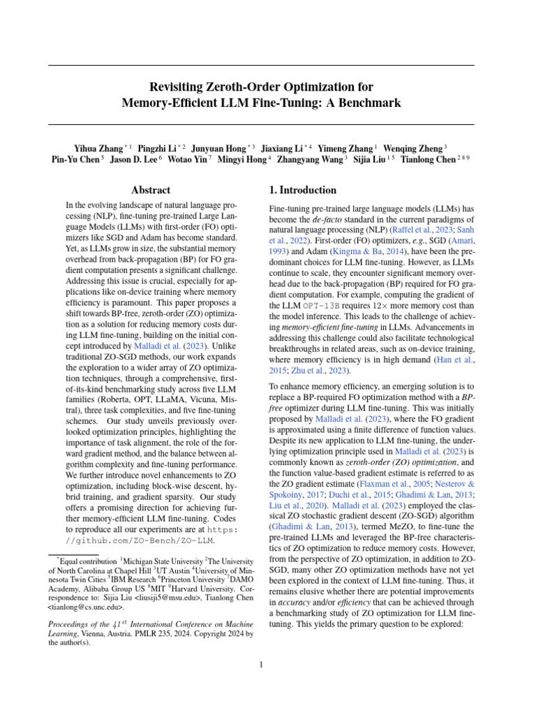 零阶优化器微调大模型 2402.11592v3 | PDF | Mathematical Optimization | Benchmarking