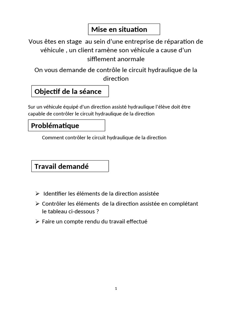 Contrôle du Circuit de Direction Assistée | PDF