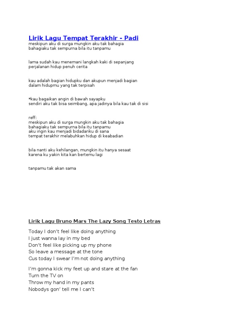 Teks Lagu Bruno Mars The Lazy Song Berbagi Teks Penting