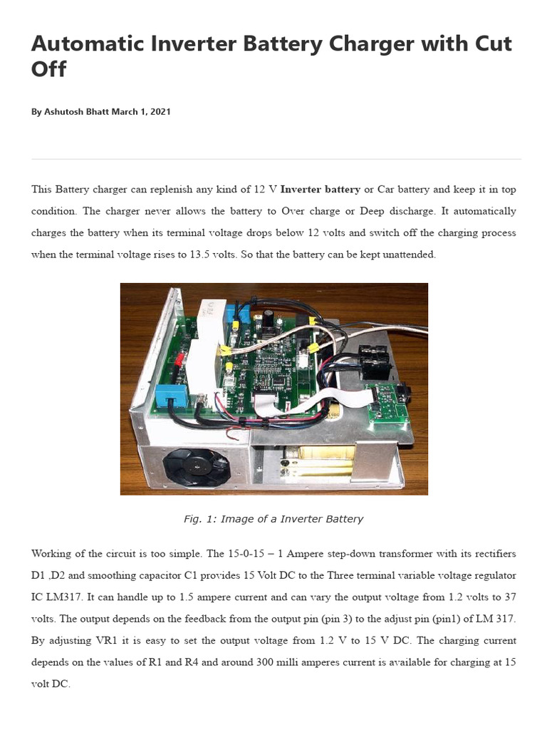 Automatic 12V Inverter Battery Charger | PDF