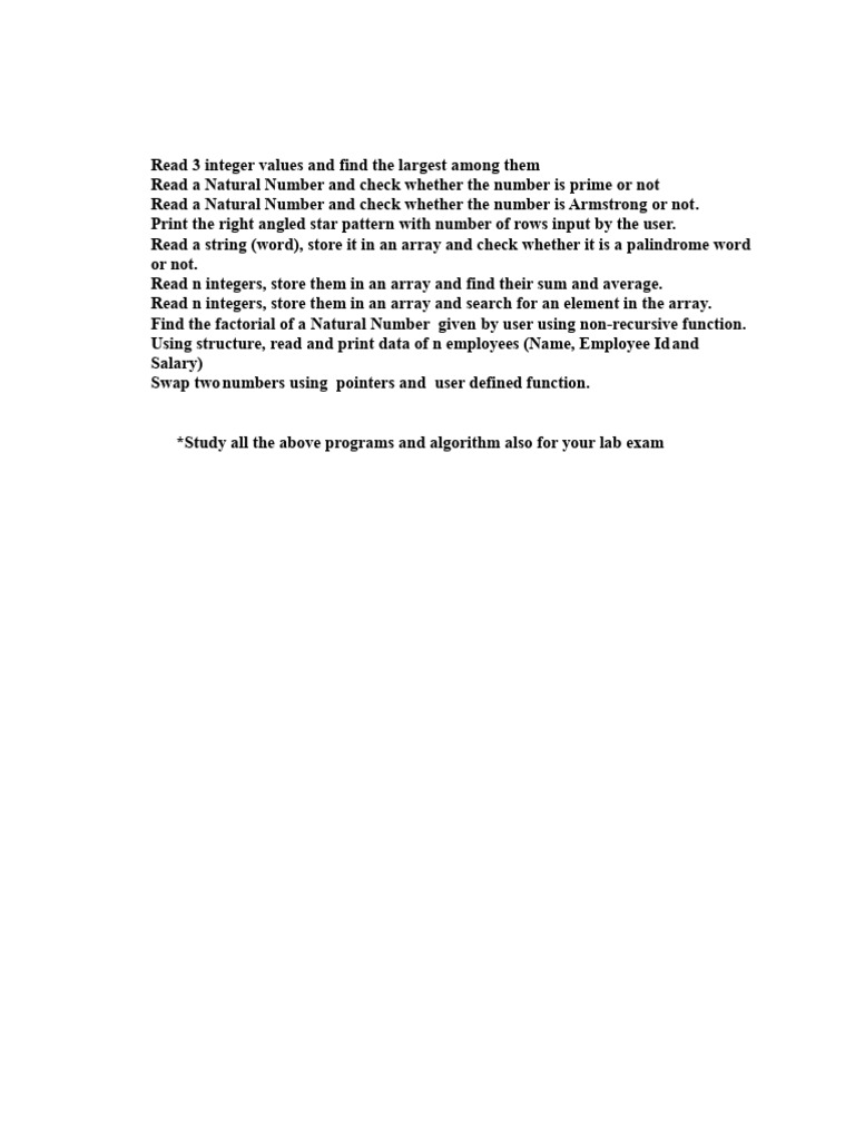 Internal Lab Exam Sample Questions | PDF