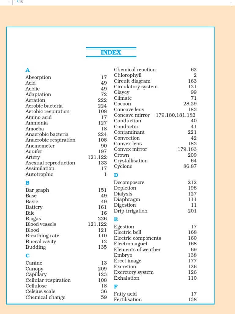 Class7 Science Index NCERT TextBook English Edition | Download Free PDF ...