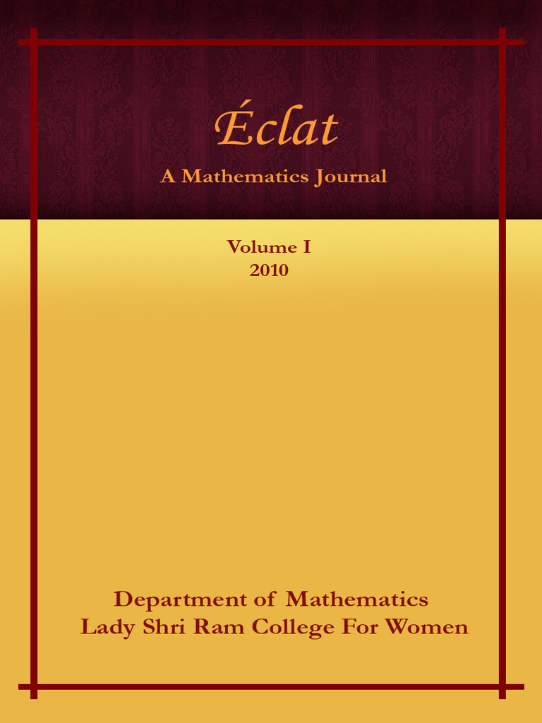 Éclat: Mathematics Journal Volume I | PDF | Real Number | Integral