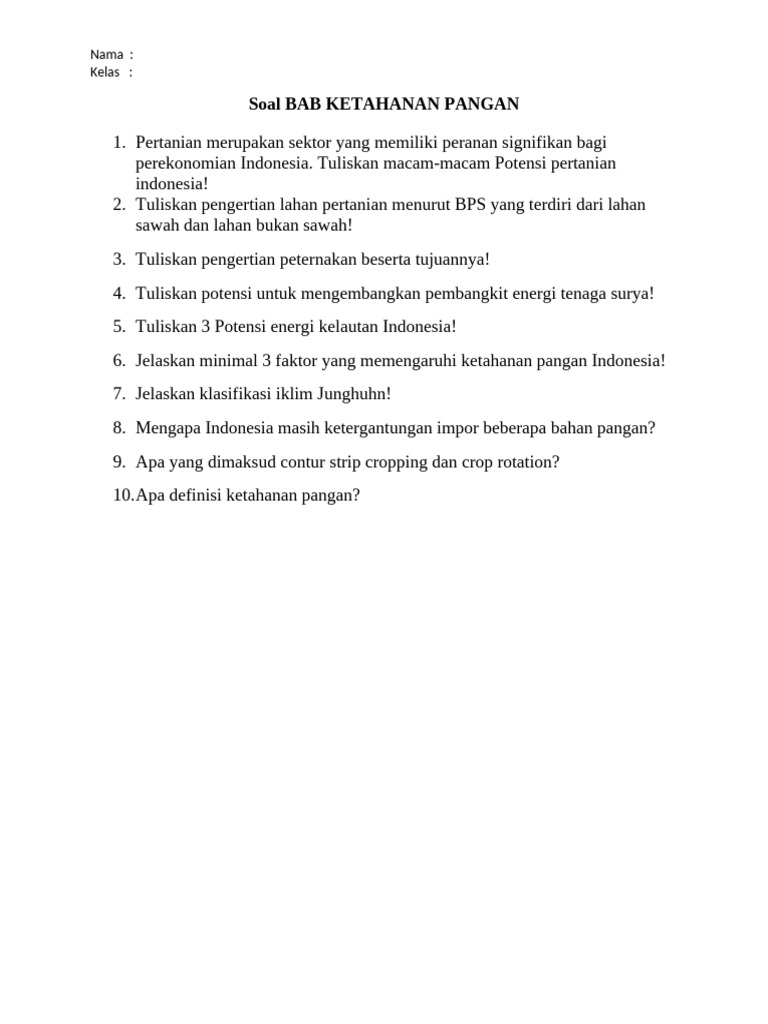 Potensi dan Tantangan Ketahanan Pangan Indonesia | PDF