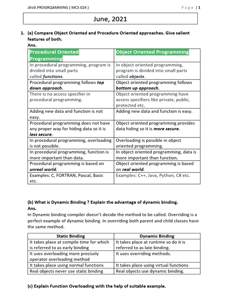 Java Programming Concepts (MCS 024) | PDF | Method (Computer ...