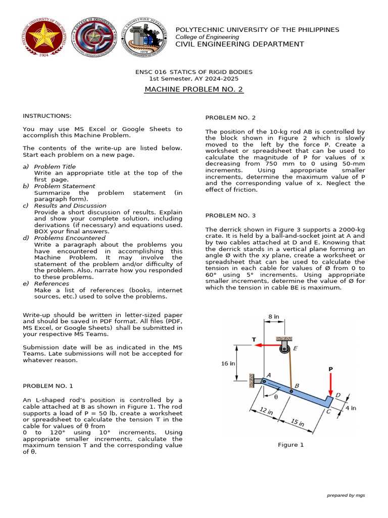 Civil Engineering Statics Machine Problems | PDF | Worksheet ...