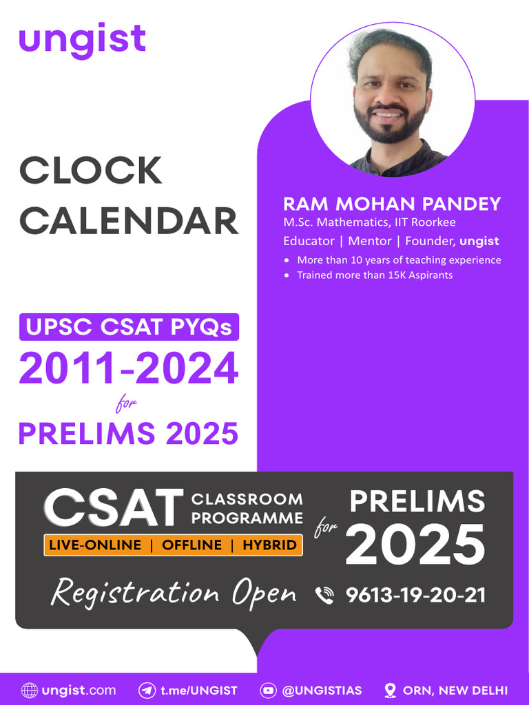 UPSC CSAT 2025: Clock & Calendar PYQs | PDF
