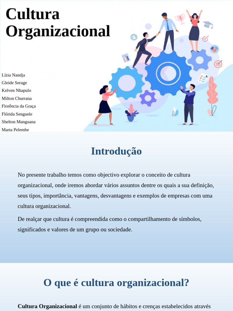 Definição e Importância da Cultura Organizacional | PDF | Cultura ...