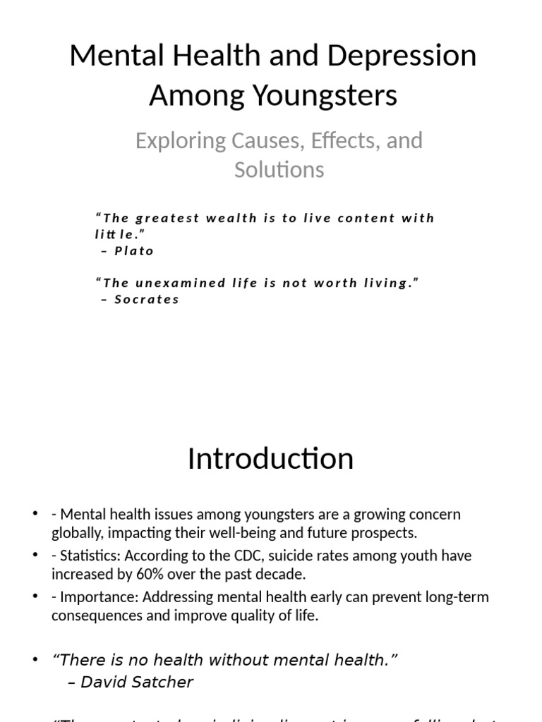 Mental Health and Depression Among Youngsters | PDF | Mental Health ...