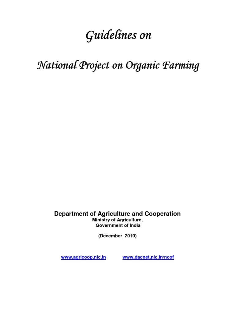 Guidelines On National Project On Organic Farming Pdf Organic