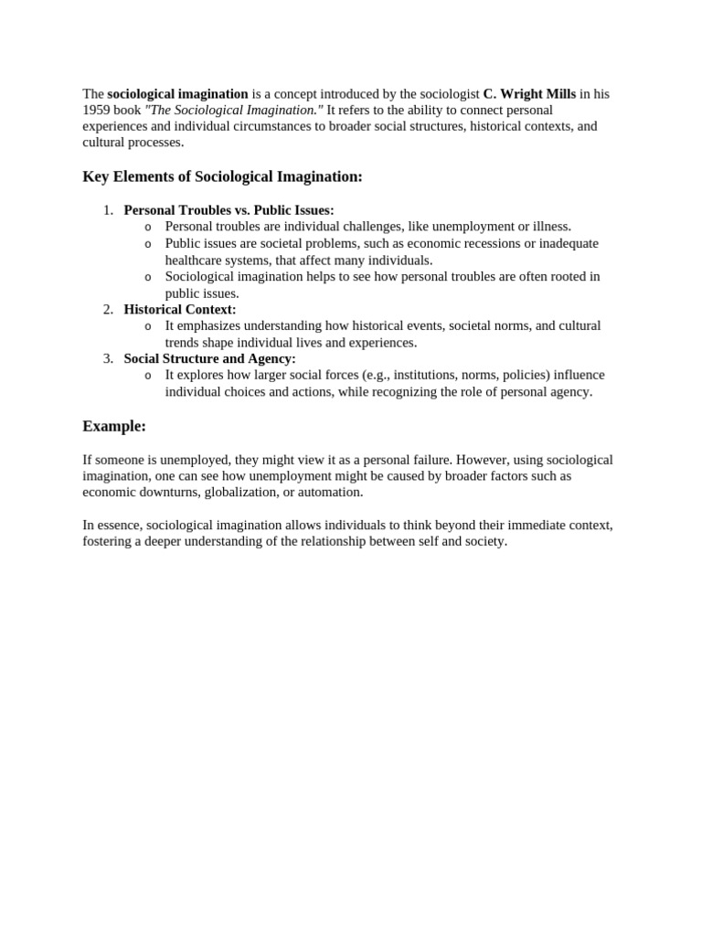 Sociological Imagination | PDF