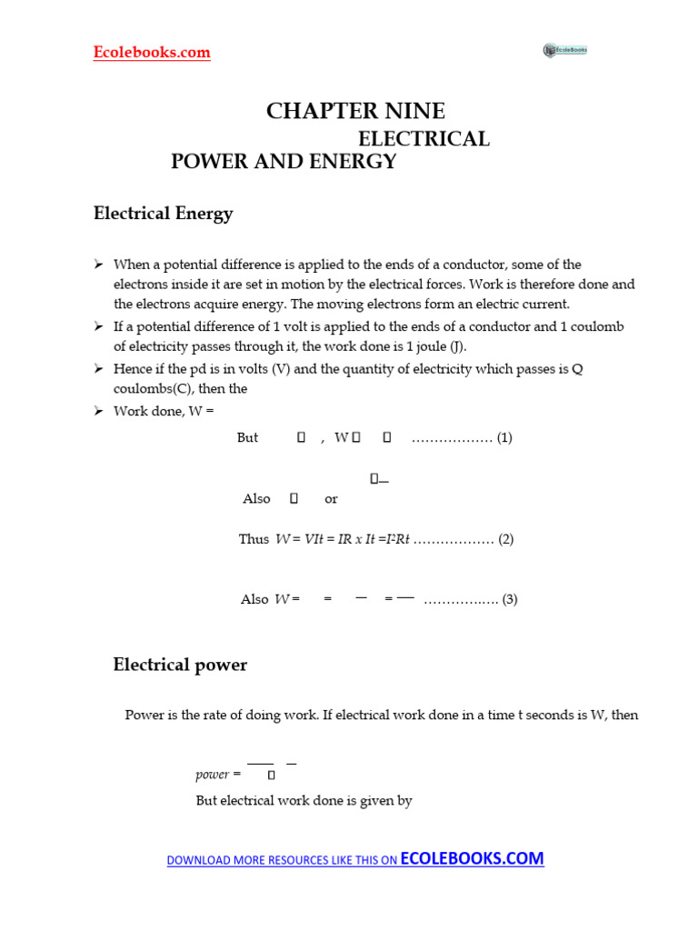 Electrical Power and Energy Concepts | PDF | Incandescent Light Bulb ...