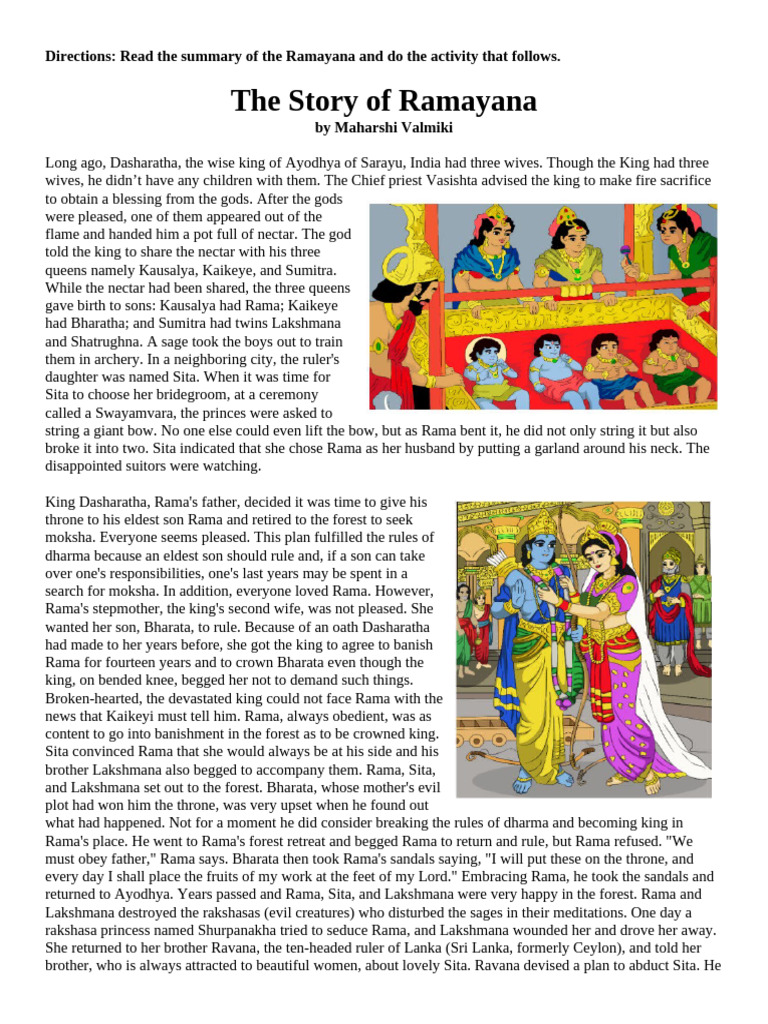 Summary of the Ramayana Story | PDF | Sita | Rama