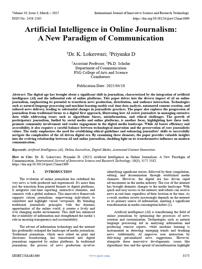 AI's Impact on Online Journalism | PDF | Artificial Intelligence ...