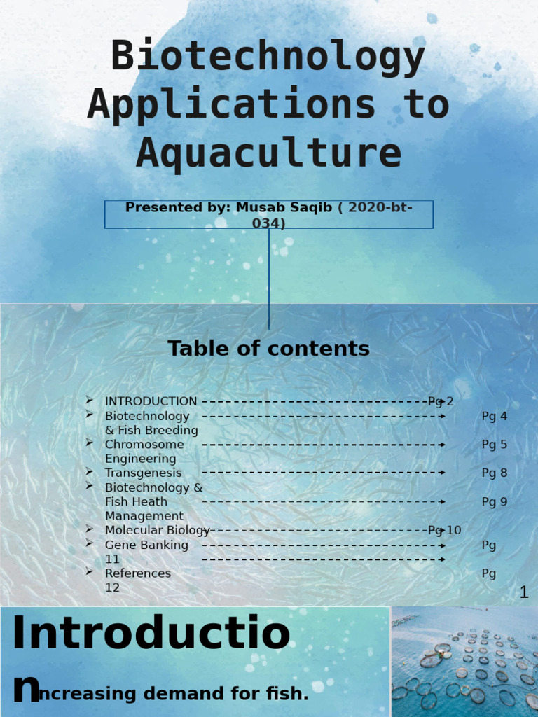 Biotechnology Innovations in Aquaculture | PDF | Biotechnology ...