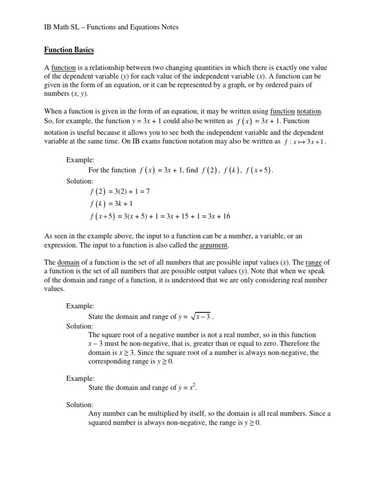 Functions and Equations Overview | PDF | Function (Mathematics ...