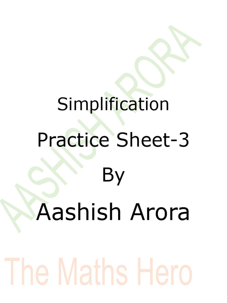 Class 5 Algebraic Simplification Worksheet | PDF