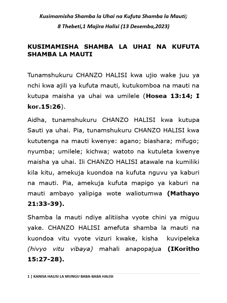Kusimamisha Shamba La Uhai | PDF