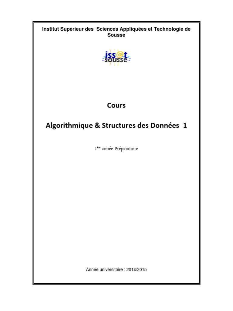 Introduction à l'Algorithmique 1ère Année | PDF | Structure de contrôle ...