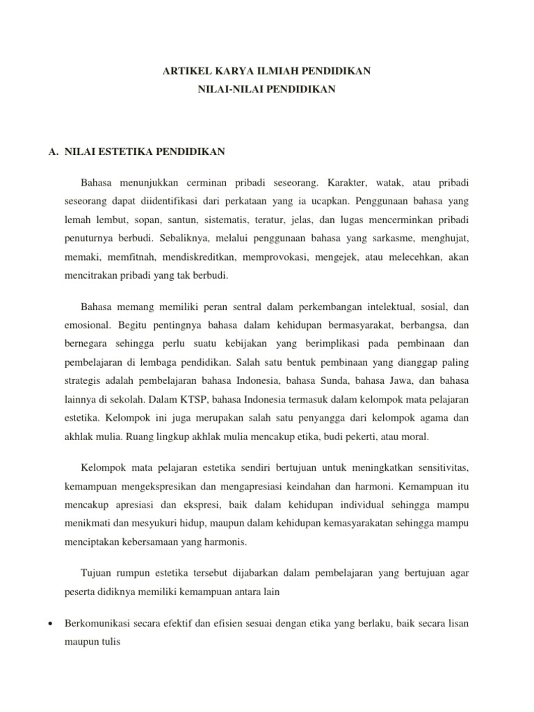 Artikel Karya Ilmiah Pendidikan
