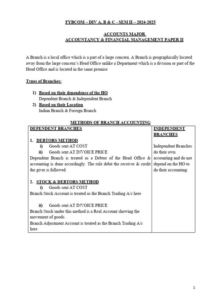 Branch Accounting Methods Explained | PDF | Debits And Credits | Economies