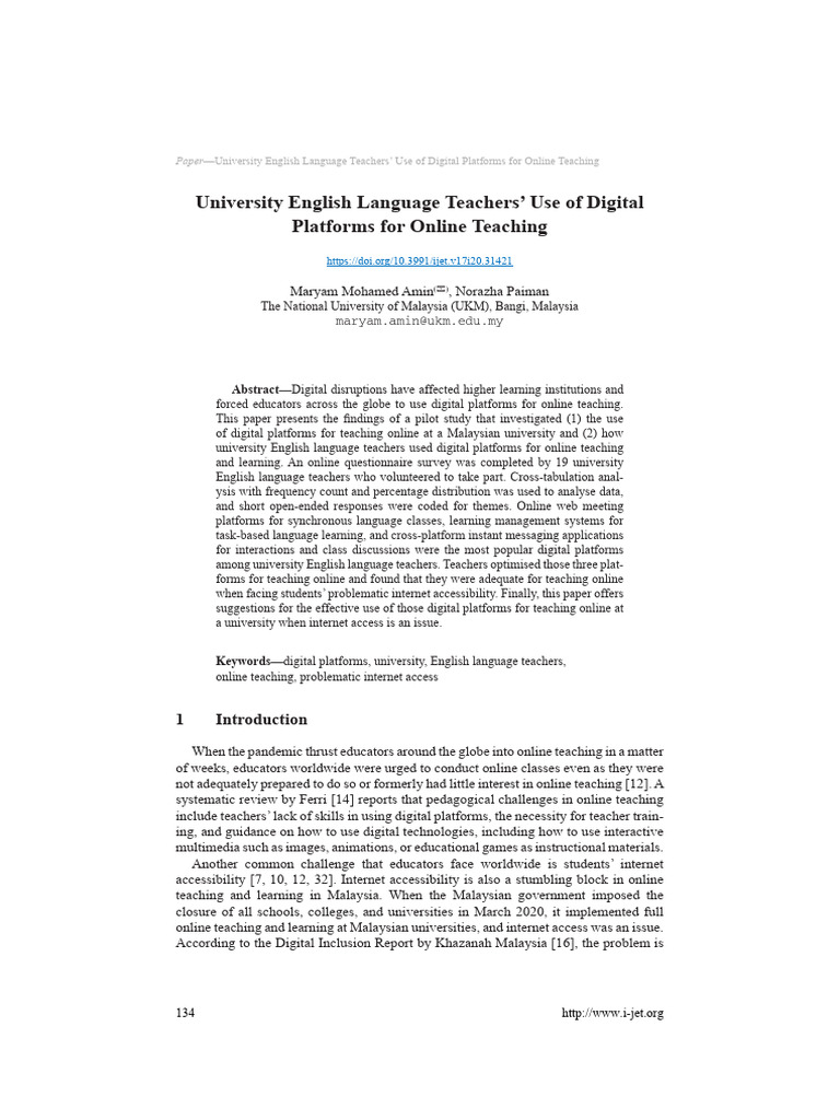 Digital Platforms for University English Teaching | PDF | Educational ...
