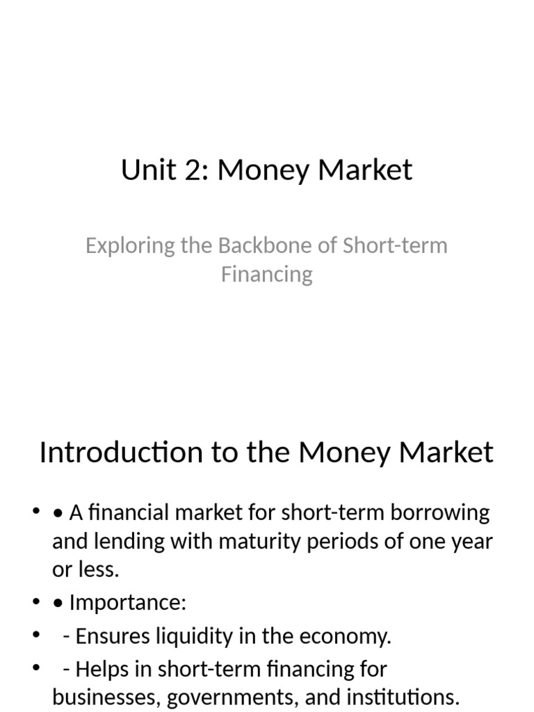Overview of the Money Market | PDF | Money Market | Money
