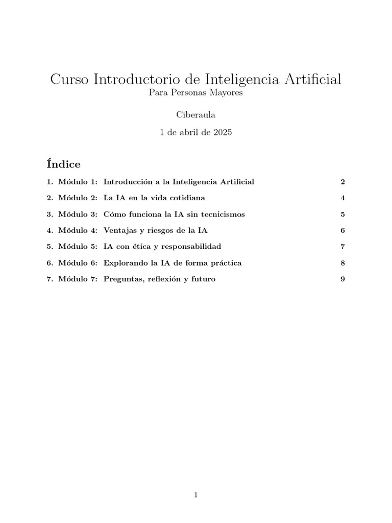 IA para Mayores: Curso Introductorio | PDF | Inteligencia artificial ...