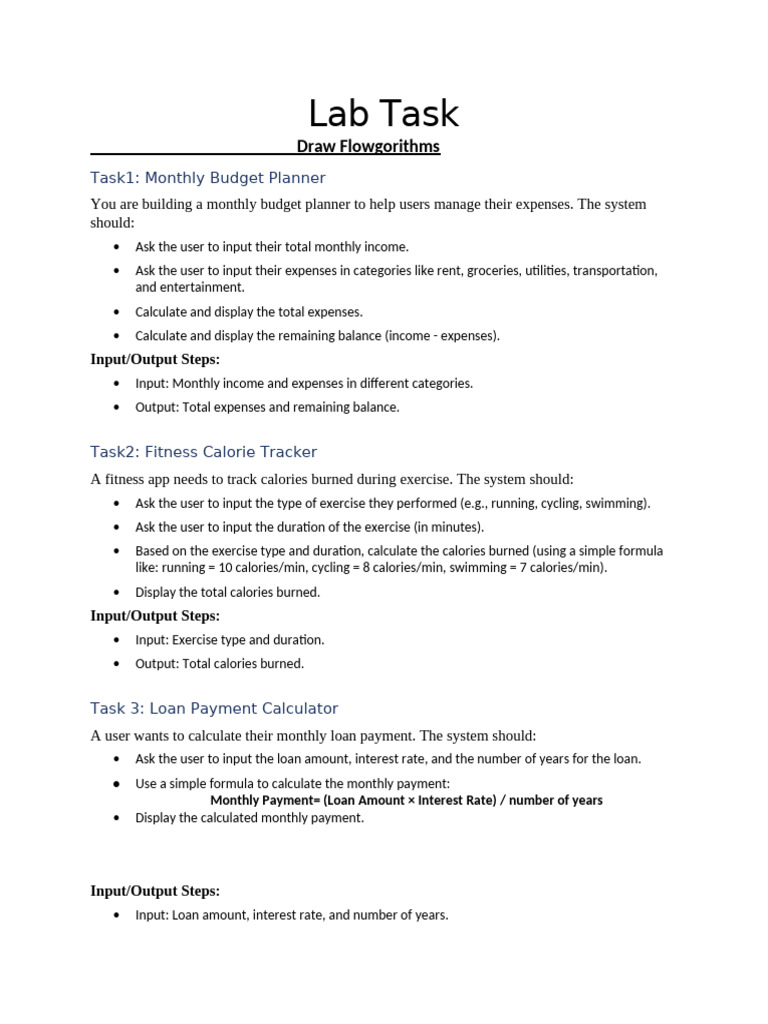 Lab Task: Draw Flowgorithms | PDF | Interest | Paycheck