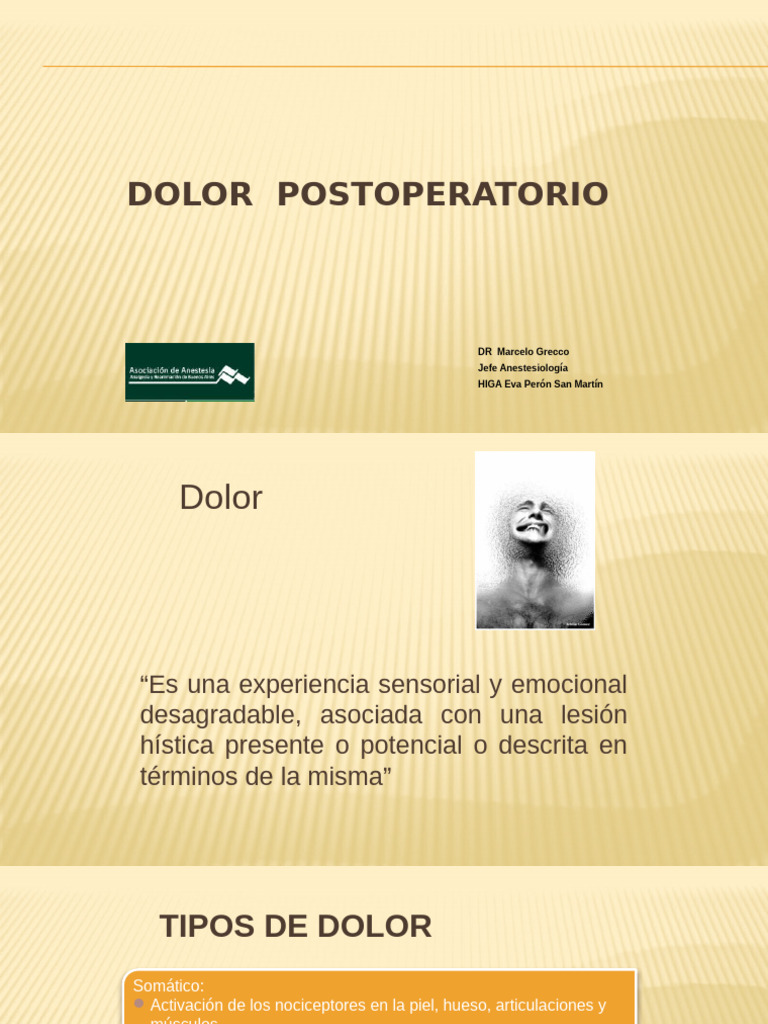 Dolor Postoperatorio 2015 | PDF | Dolor | Analgésico
