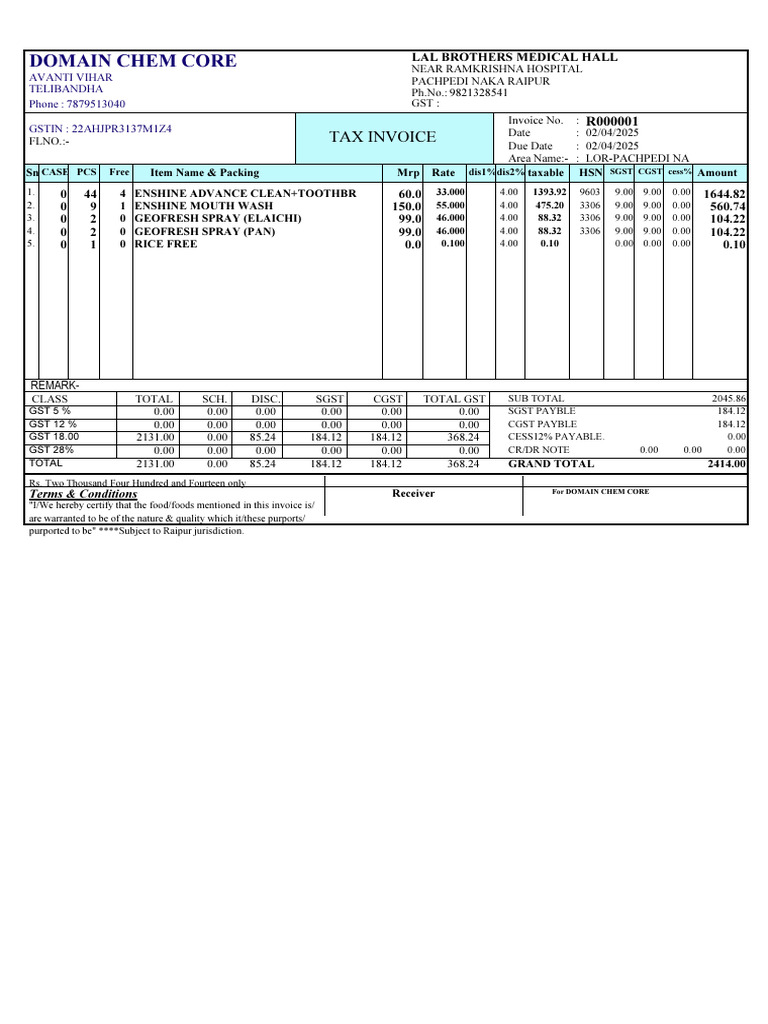 Medical GST Invoice for Spray Products | PDF | Accounts Payable ...