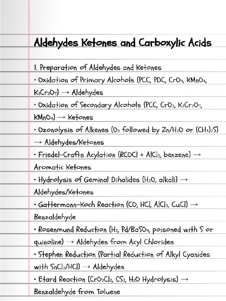 Aldehydes Ketones and Alcohols Handwritten Notes | PDF
