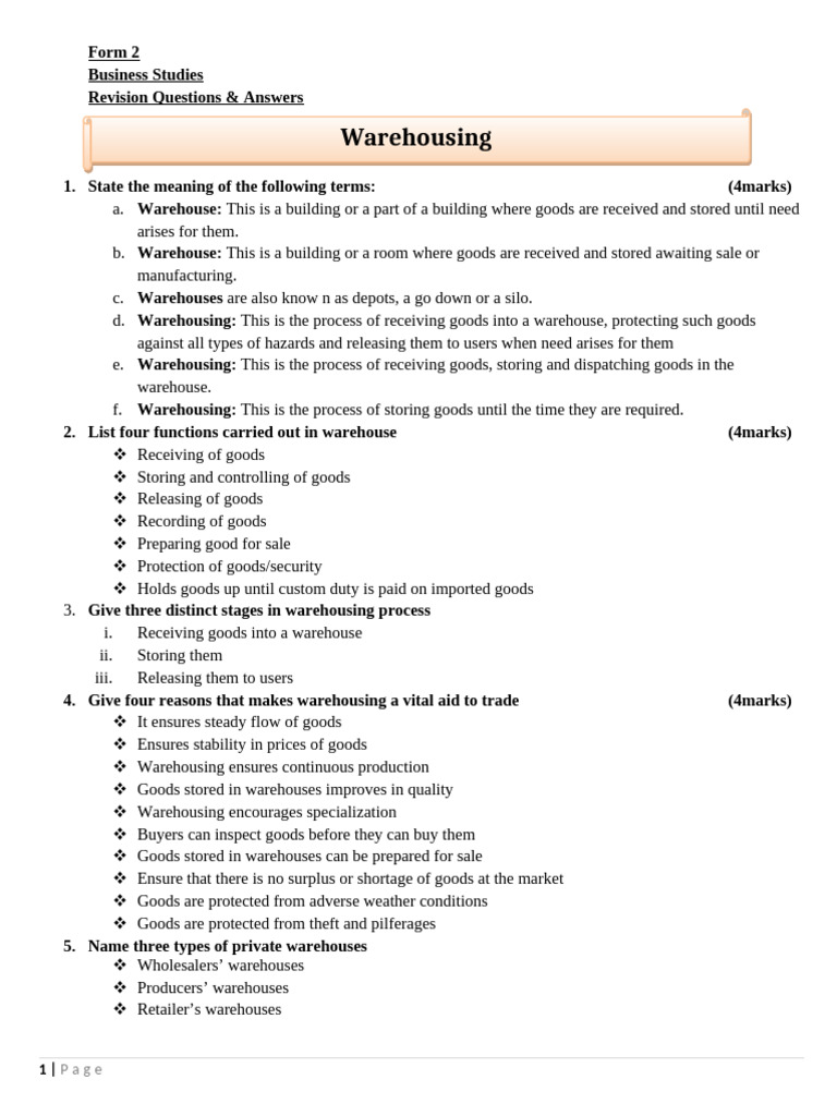 Understanding Warehousing Functions | PDF | Warehouse | Retail