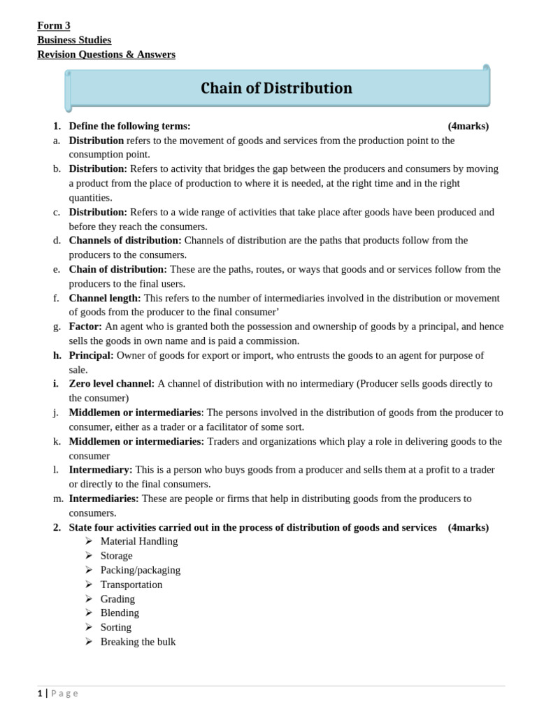 Understanding Chain of Distribution | PDF | Auction | Goods