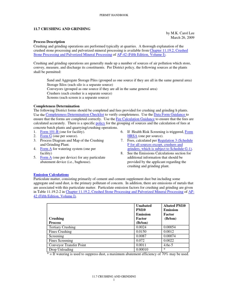 Crushing and Grinding Permit Guidelines | PDF | Road Surface | Air ...