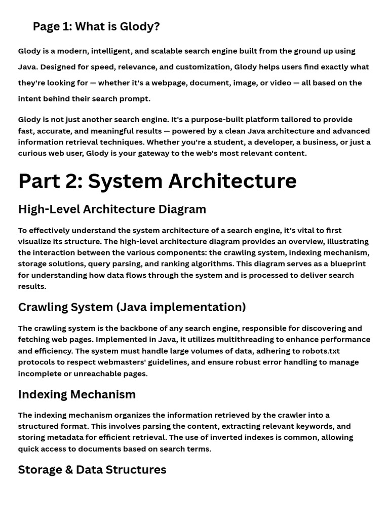 Glody: Java-Based Search Engine Overview | PDF | Search Engine Indexing ...